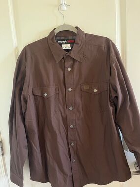 Wrangler Chocolate Brown Snap-Front Work Shirt